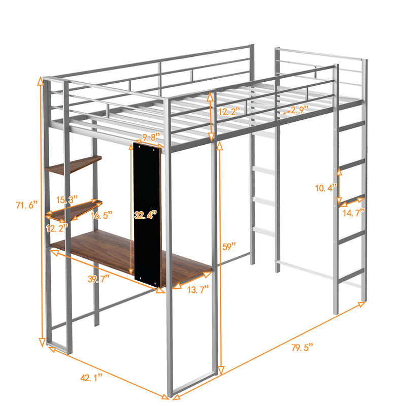 Merax Loft Bed Frame with 2 Built-in Ladders