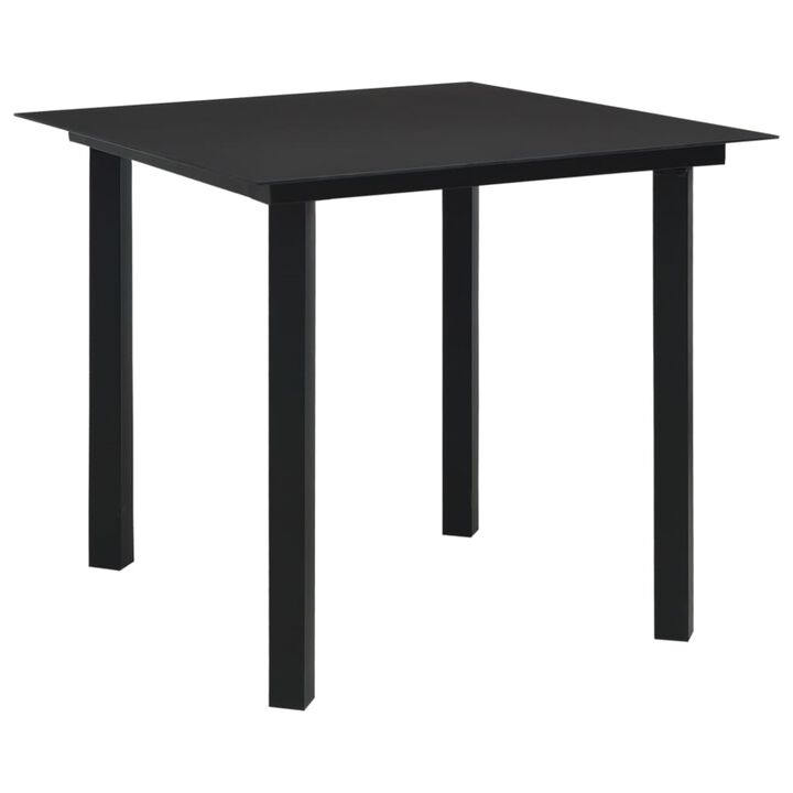 vidaXL 3 Piece Garden Dining Set Black Glass and Steel