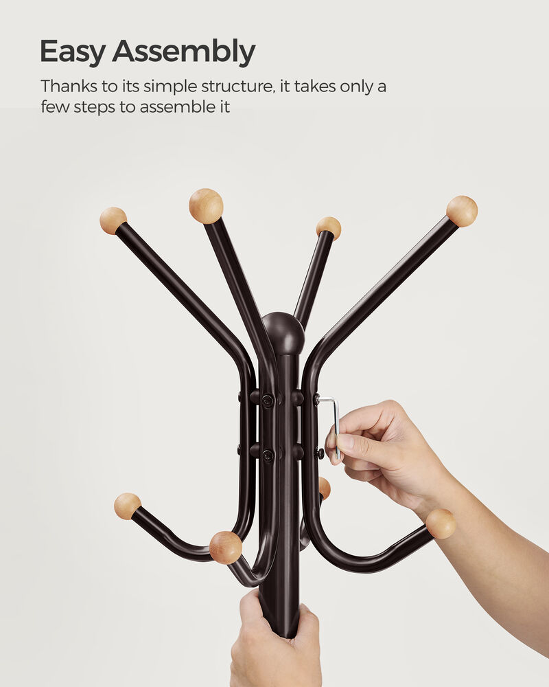 Freestanding Coat Rack with 12 Hooks and 4 Legs