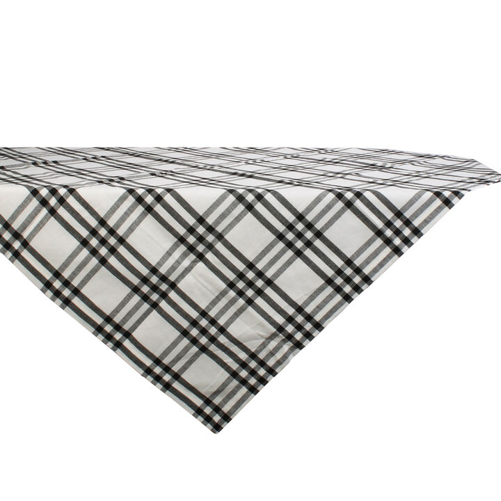 40" Black and White Plaid Table Topper