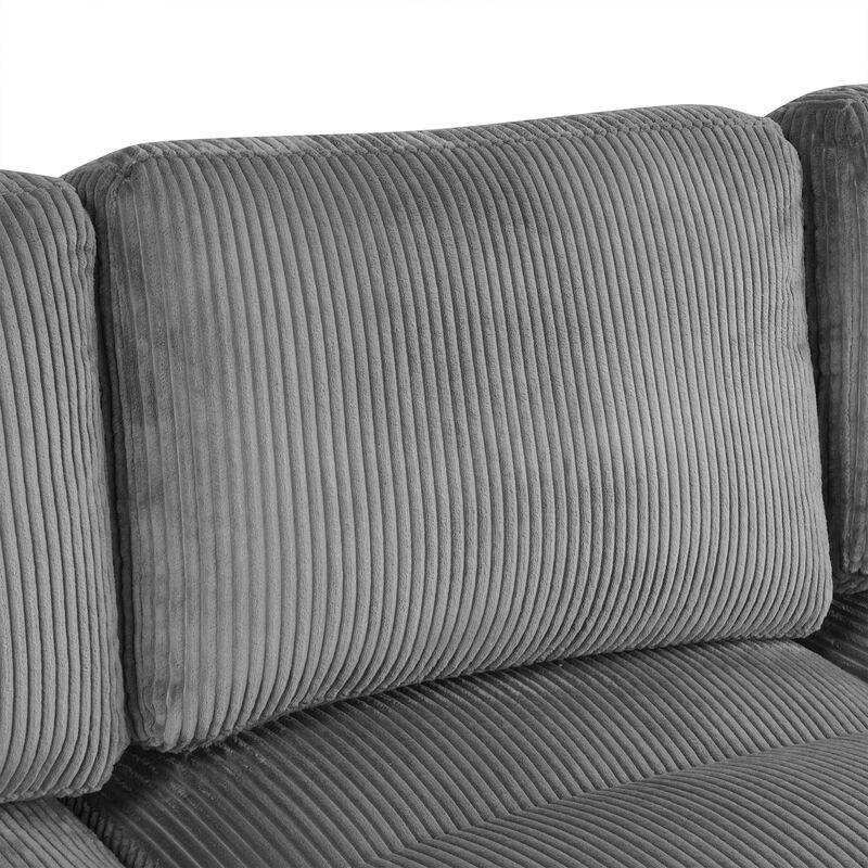 121.3" Sectional Couch Sofa Bed Modular Sofa with Two Movable Ottomans for Living Room, Gray