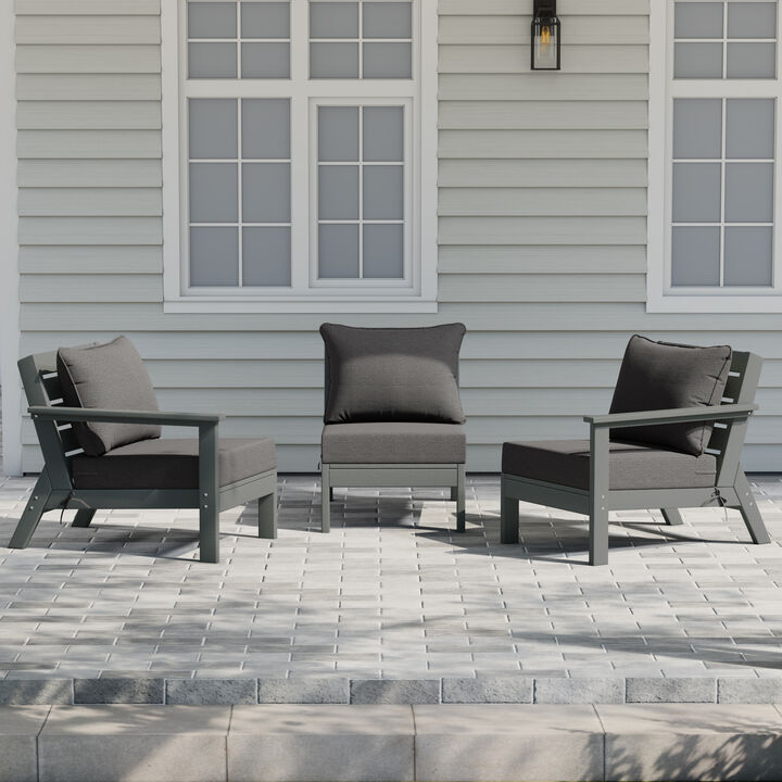 WestinTrends Outdoor Patio HDPE Sectional Sofa with Patio Cushions