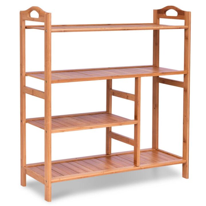 Hivvago 4 Tiers Multifunction Bamboo Storage Shoe Rack for Entryway Hallway