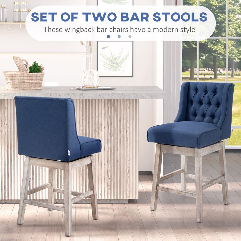 Gray Swivel Bar Stools: Set of 2, 27" Counter Height, Linen