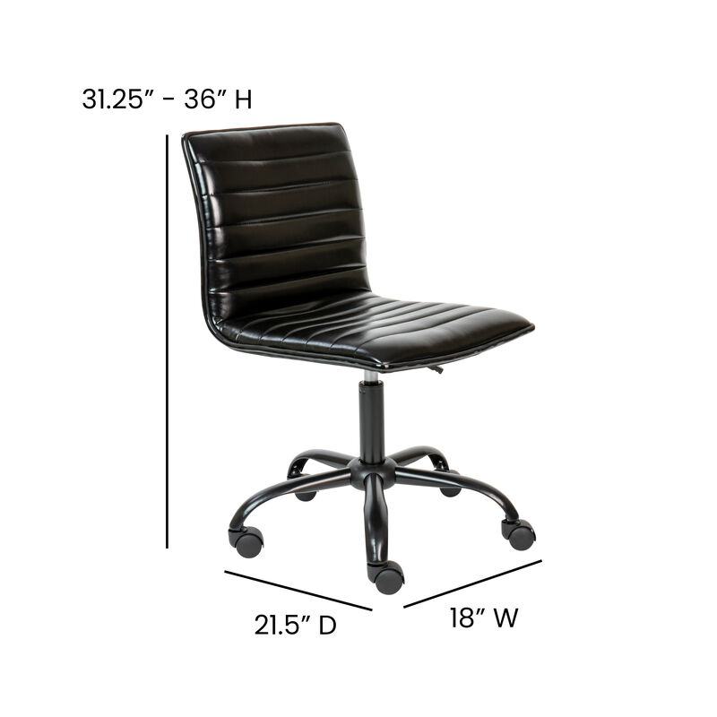 Alan Low Back Designer Armless Ribbed Swivel Task Office Chair
