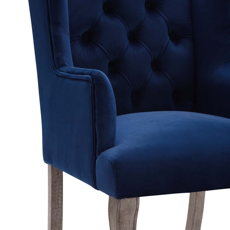 Modway Realm Armchair Performance Velvet Set of 2, 25.5 x 57 x 39.5, Navy