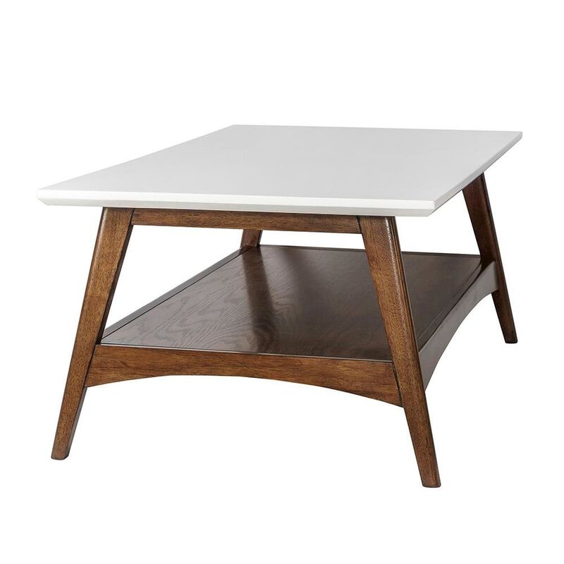 Starlight Canyon Home White Solid Wood Table with Storage – Contemporary Center Table for Living Room