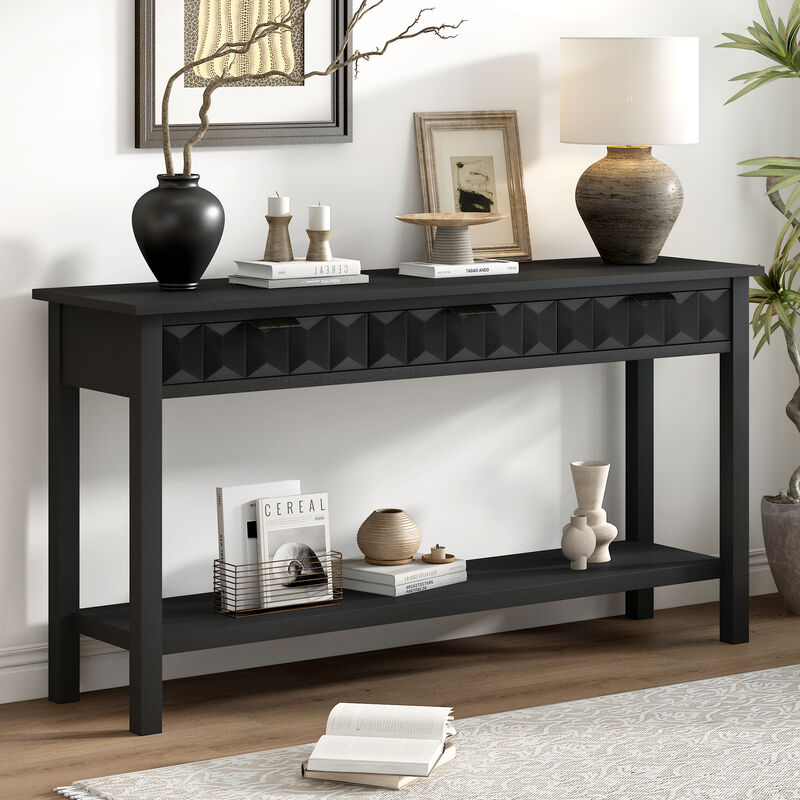 Merax Modern Stylish Console Table with 3 Drawers