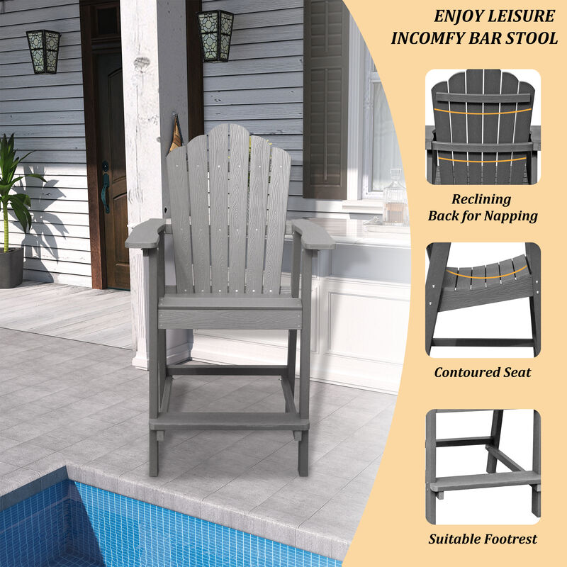 MONDAWE  3-Piece Plastic Outdoor Patio Adirondack Chair and Table Set