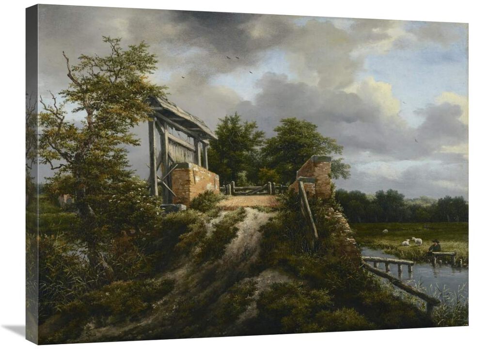 Bridge with a Sluice-Canvas Art-32x24