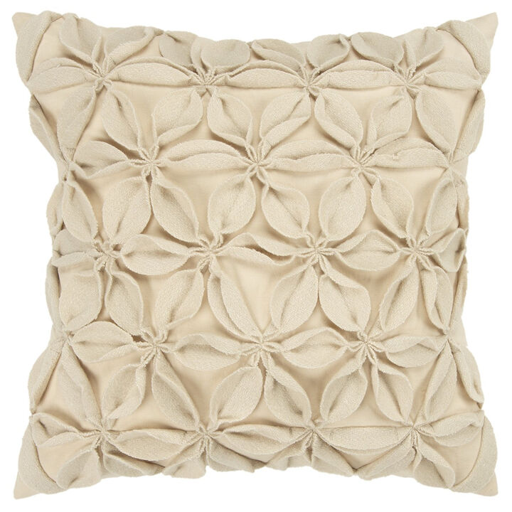 Hivvago Cream Pinwheel Floral Petal Down Filled Throw Pillow