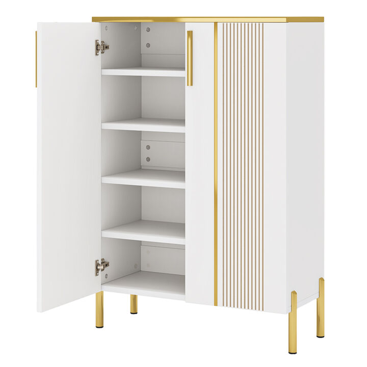 Shoe Cabinet with Doors, 5-Tier Shoe Storage Cabinet with Adjustable Shelves, Wooden Shoes Rack Shoe Storage Organizer for Entryway, Hallway, Closet, Living Room, Deck Boxes