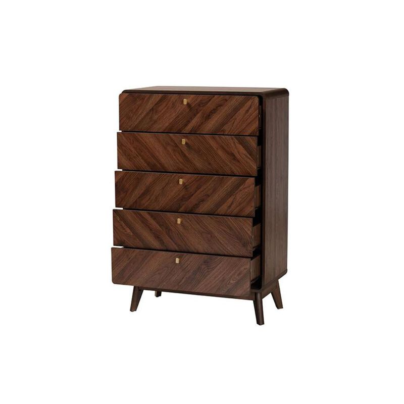 Baxton Studio Transitional Walnut Brown Finished Wood 5-Drawer Storage Chest