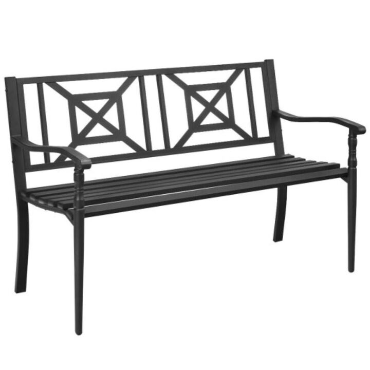 Hivvago Patio Garden Bench with Powder Coated Steel Frame