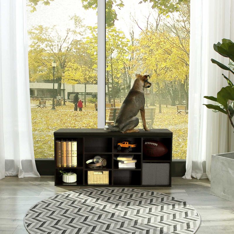 Cubbie Shoe Cabinet Storage Bench with Cushioned Seat & Adjustable Shelves