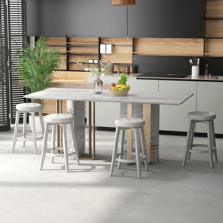 Set of 2 Upholstered Swivel Bar Stools with Padded Seats for Stylish Kitchen & Home Bar Seating