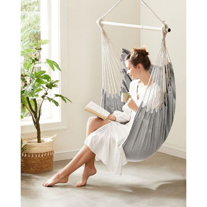 Hanging Hammock Chair with 2 Cushions for Indoor/Outdoor Relaxation