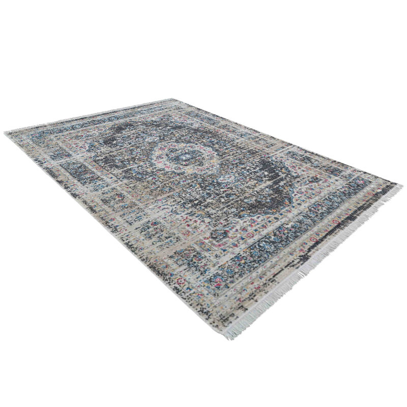 RUGSOTIC CARPETS MACHINE MADE POLYESTER AREA RUGS  - 5'x7'10'', Rectangle Shape, Multicolor Color, Classic Oriental Traditional  Design, Low Pile Machine Made Area Rugs (M00091)