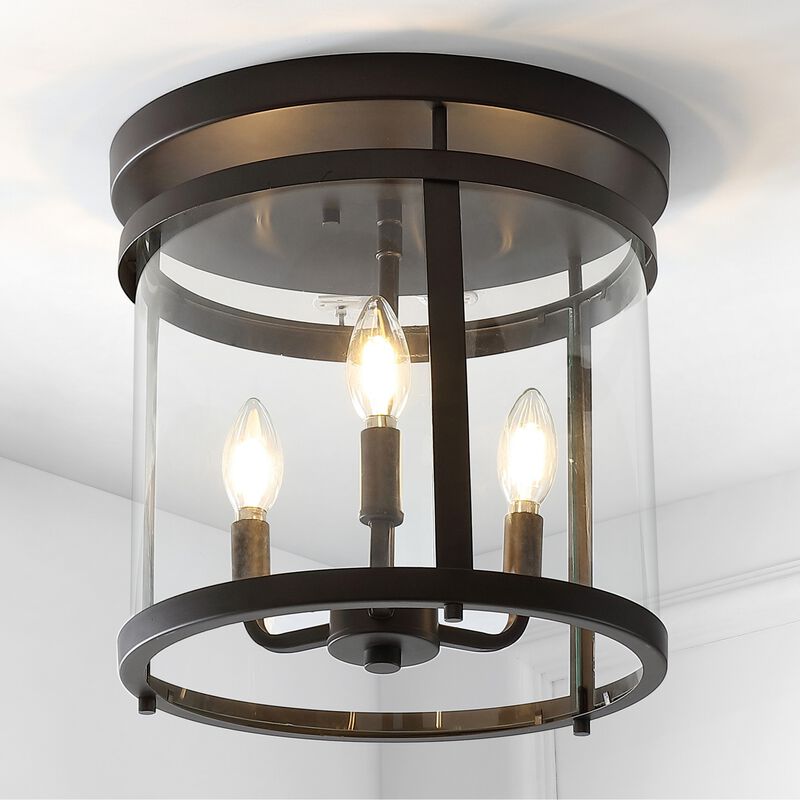 Ciel 3-Light Metal/Glass Rustic Vintage LED Flush Mount