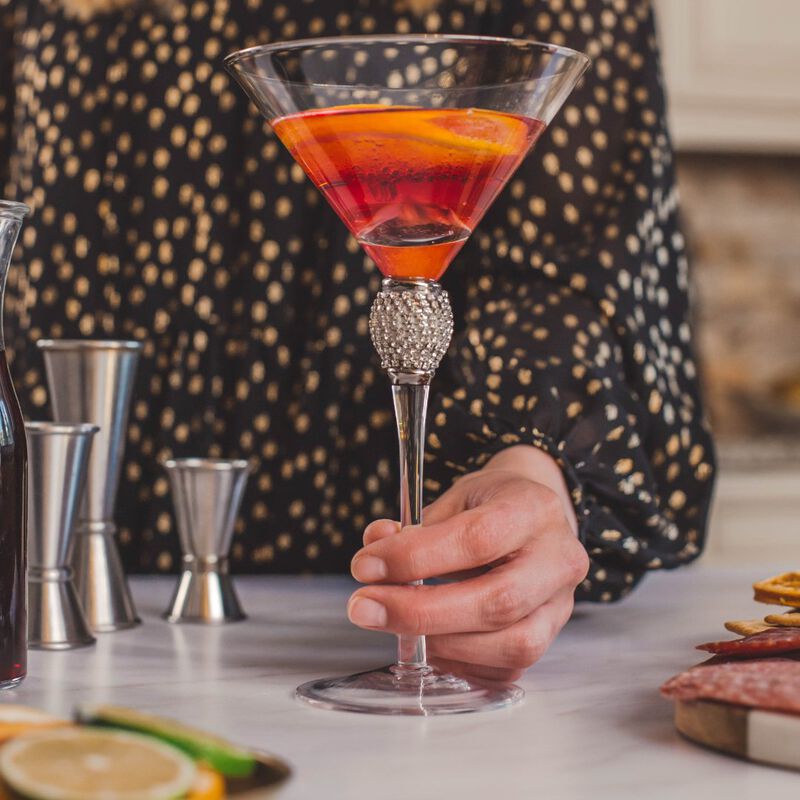 Rhinestone Studded Martini Glasses