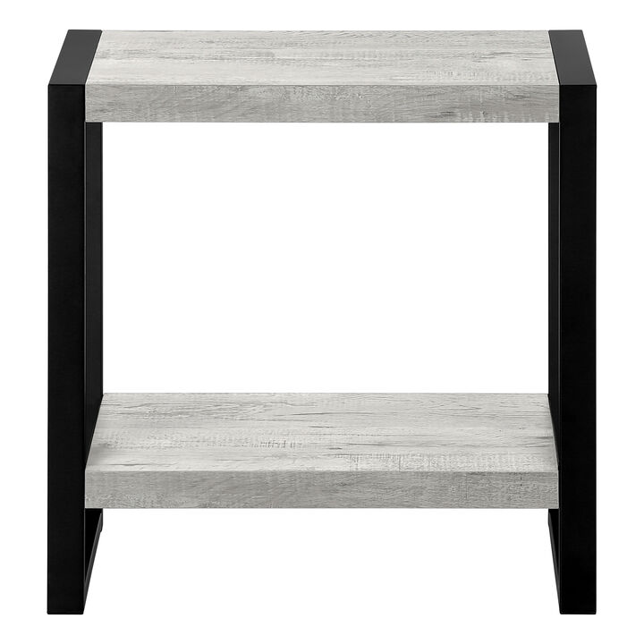 Monarch Specialties I 2857 Accent Table, Side, End, Nightstand, Lamp, Living Room, Bedroom, Metal, Laminate, Grey, Black, Contemporary, Modern