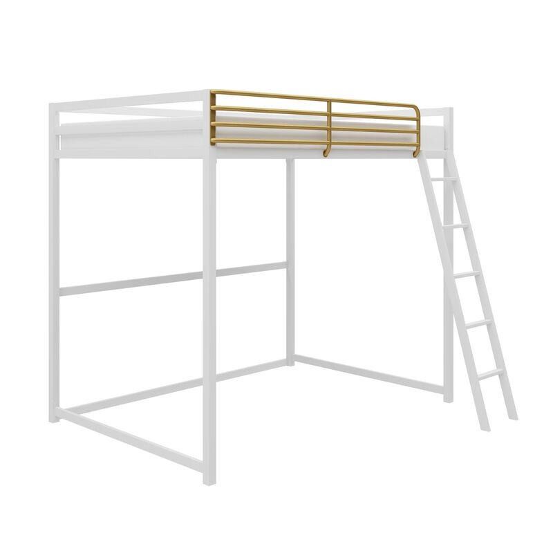 Haven Full Loft Bed, White and Gold
