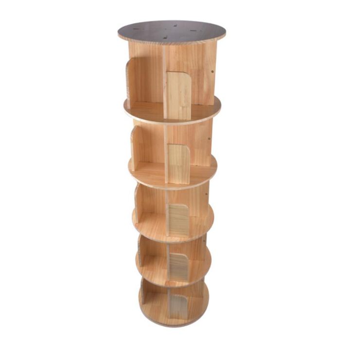 5 Tier Rotating Bookshelf 360 Display Spinning Bookshelf Revolving Bookcase