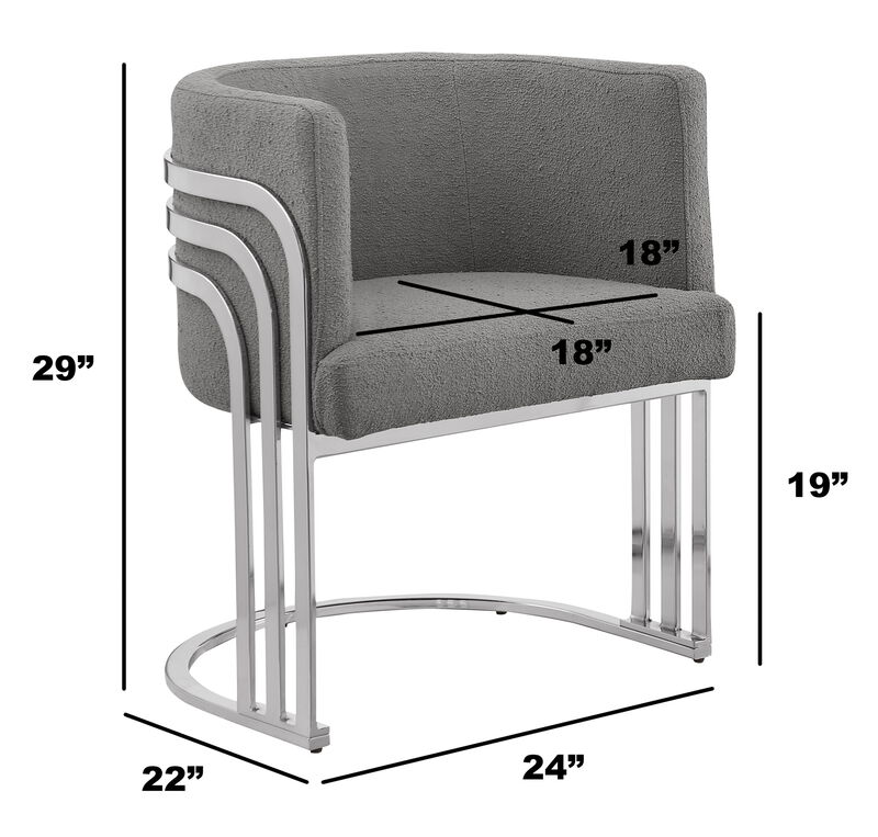 Best Quality Furniture Dark Grey Teddy Fur Barrel Chair, Set Of Two