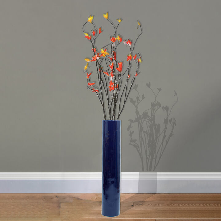 30-Inch-Tall Decorative Contemporary Bamboo Display Floor Vase - Cylinder Shape - Stylish Home Decor Accent - Modern Tall Vase for Living Room, Entryway, or Dining Room Decor, Green