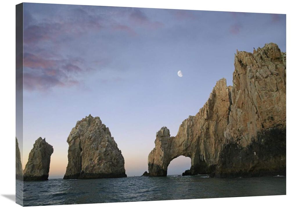 Moon over El Arco, Cabo San Lucas, Mexico-Canvas Art-32x24