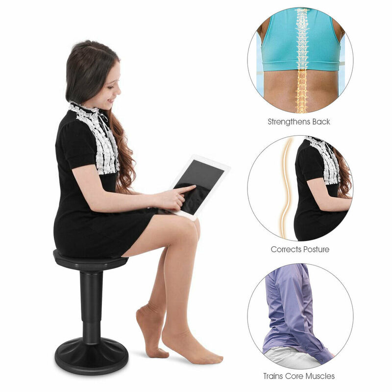 Costway Wobble Chair Height Adjustable Active Learning Stool Sitting Home Office Black