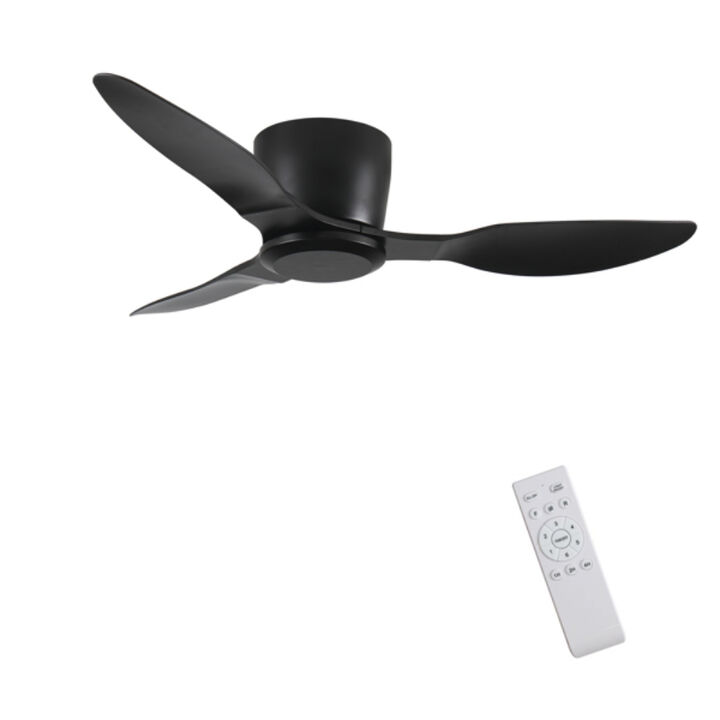 Modern Flush Mount Ceiling Fan, Silent 6-Speed DC Motor, No Light