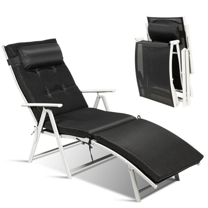 Hivvago Adjustable Outdoor Lightweight Folding Chaise Lounge Chair with Pillow