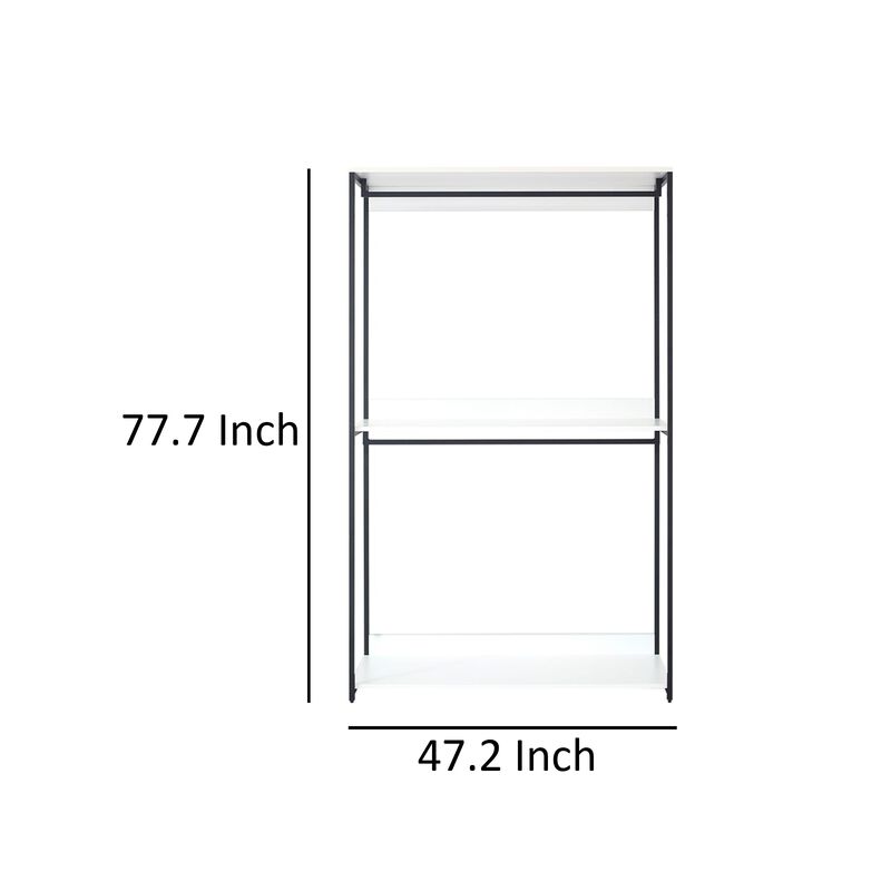 Cox Modular Closet System, 3 Wide White Board Shelves and Black Metal Frame