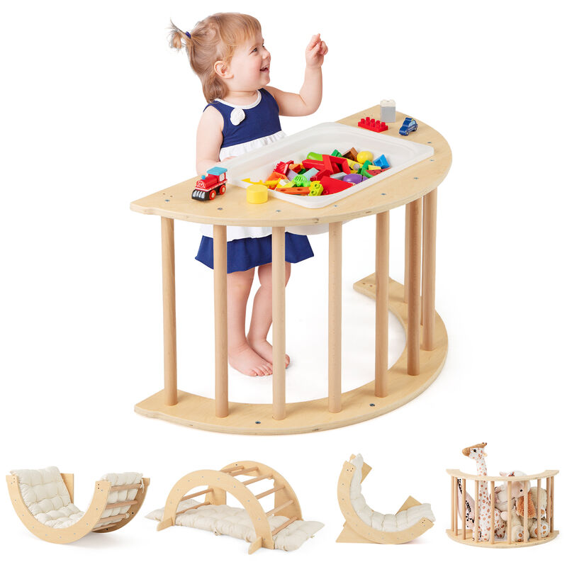 6 in 1 Kids Climbing Arch Playset wIth Removable Cushion and Stoppers