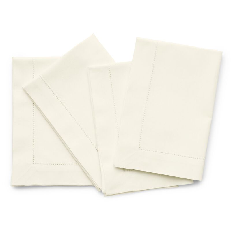 Solino Home Cotton Linen Hemstitch Dinner Napkins 20 x 20 Inch Set of 4