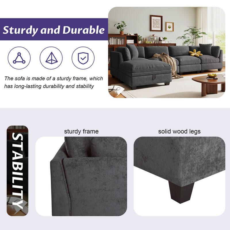 Merax Modular Sectional Sofa with 2 Hidden Cup Holders