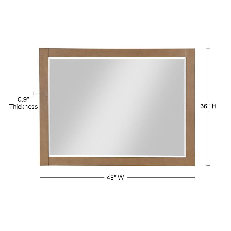 Altair 48 Rectangular Bathroom Wood Framed Wall Mirror in Brown Pine