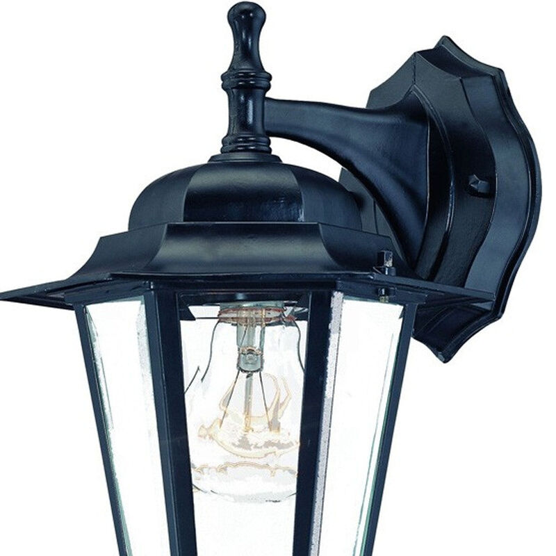 Hivvago Matte Black Glass Hanging Lantern Wall Light