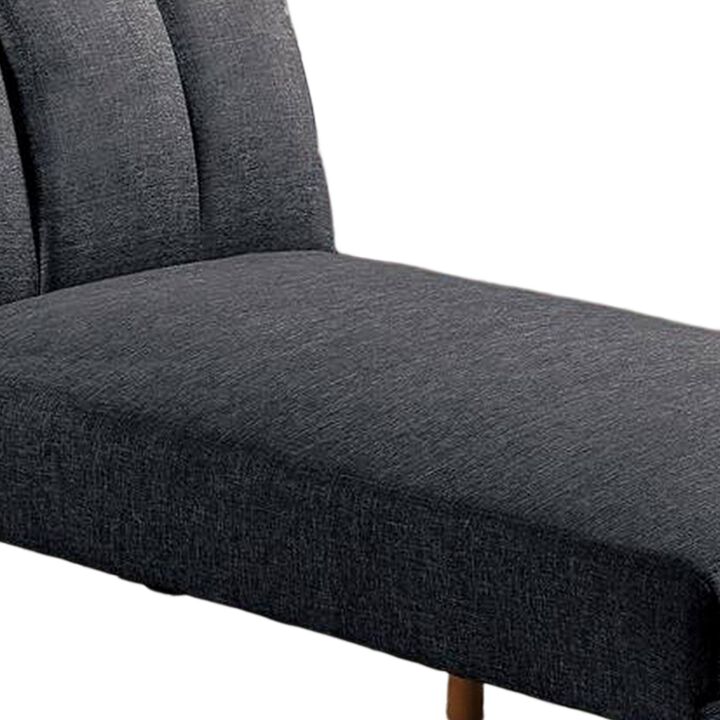 Dora 62 Inch Modern Adjustable Chaise Lounger with Channel Tufting, Black-Benzara