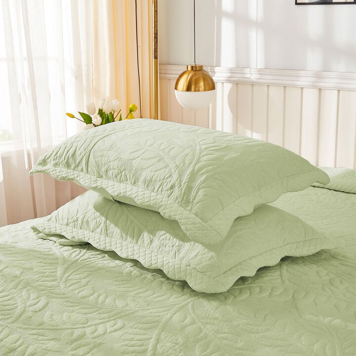 MarCielo 100% Cotton Embroidered Quilted Pillow Shams -Standard