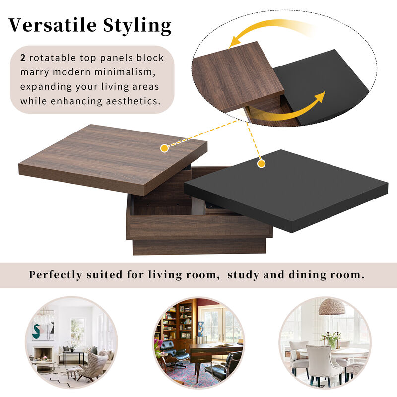 Merax Rotatable Top Square Coffee Table