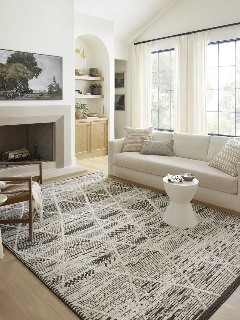 Fabian FAB03 Charcoal/Ivory 4' x 6' Rug