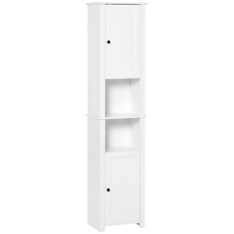 67� Wood Freestanding Bathroom Linen Tower Storage Unit Cabinet White