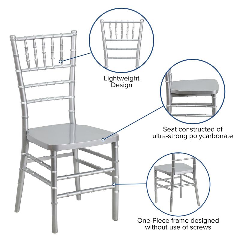 Flash Furniture HERCULES PREMIUM Series Silver Resin Stacking Chiavari Chair