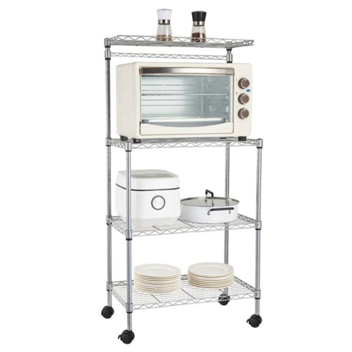 4-Layer Adjustable Kitchen Bakers Rack Space-Saving Storage for Kitchen Organization and Convenience