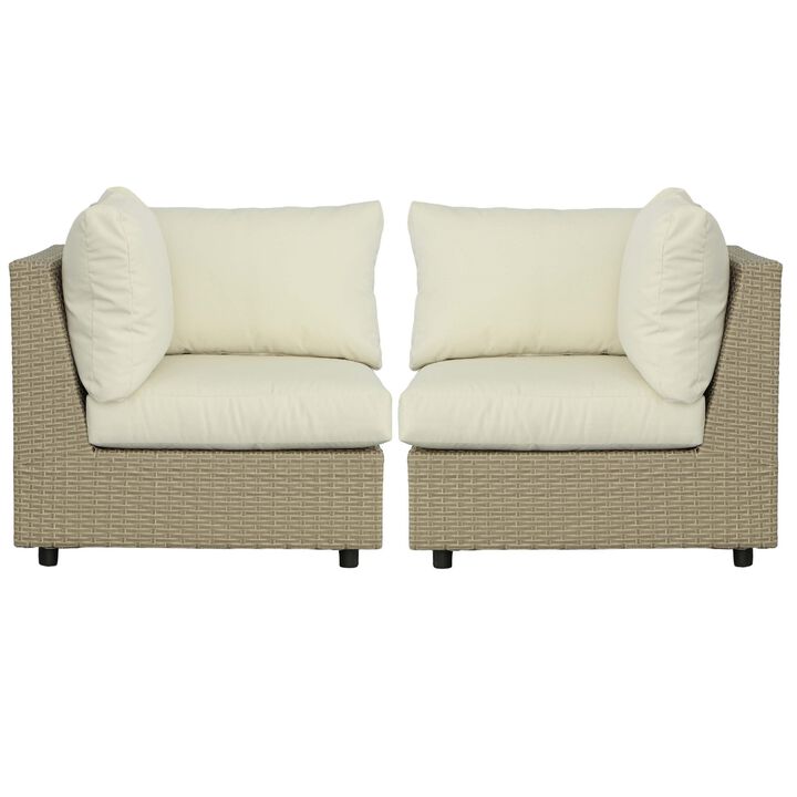 2pc Resin Wicker Outdoor Corner Chairs - 35"