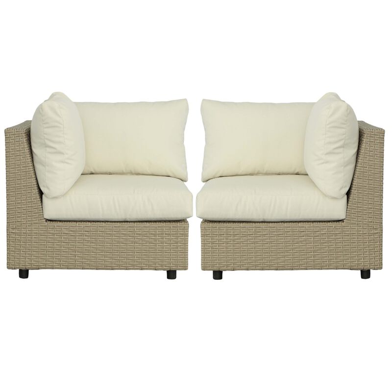 2pc Resin Wicker Outdoor Corner Chairs - 35"