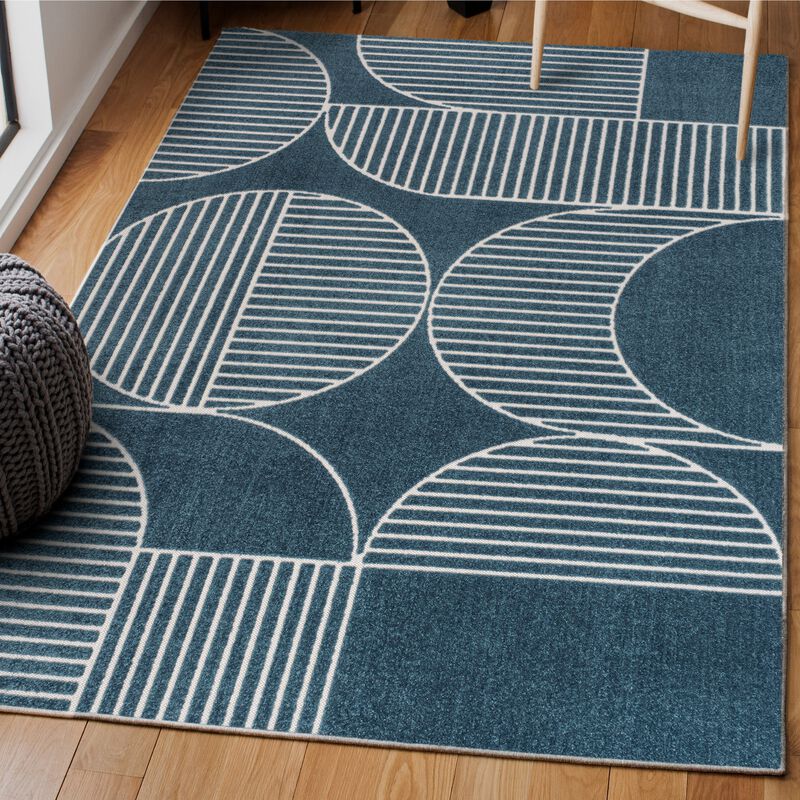 Nordby High-Low Geometric Arch Scandi Striped Indoor/Outdoor Area Rug