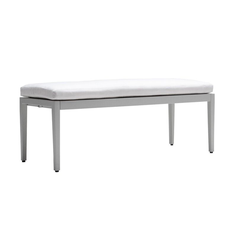 MONDAWE Outdoor Patio Aluminum Stationary Bench With Sunbrella Fabric Cushion , Grayish